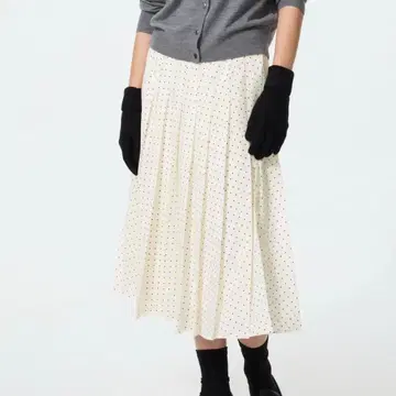 UNIQLO 쉬폰 플리츠 미디 스커트/도트 S