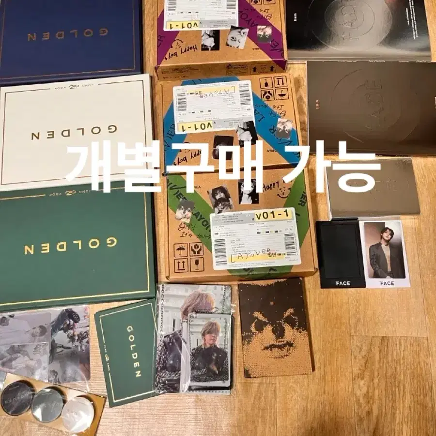 방탄 정국 Golden 앨범, 뷔 Layover앨범, 지민 FACE 앨범 세트