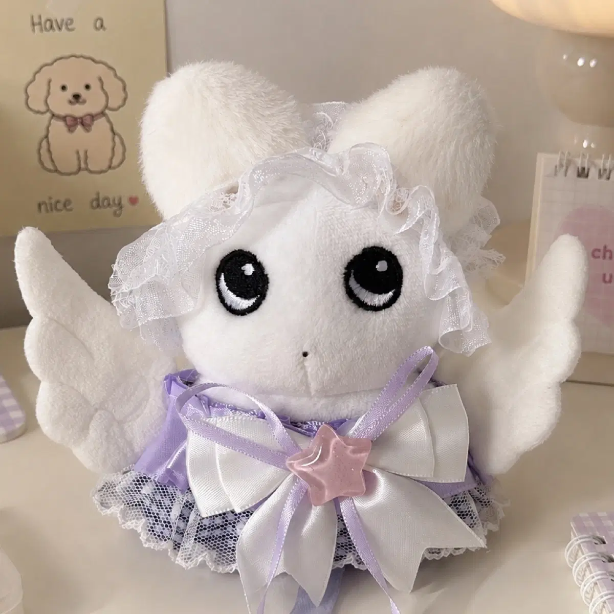 새상품 엔젤 10cm인형 옷 세트, 천사 엔젤 별 고양이 토끼 귀 인형 옷