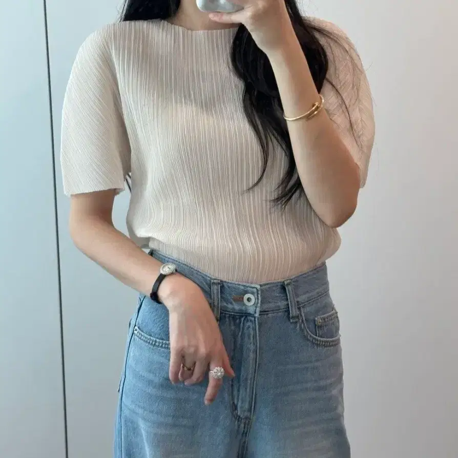 앤덴스터닝 플리츠 탑 새상품
