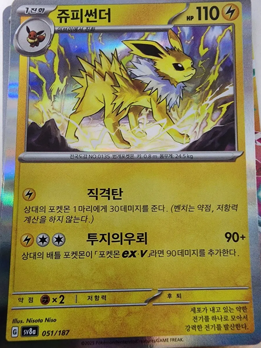 포켓몬카드 쥬피썬더 051 홀로그램