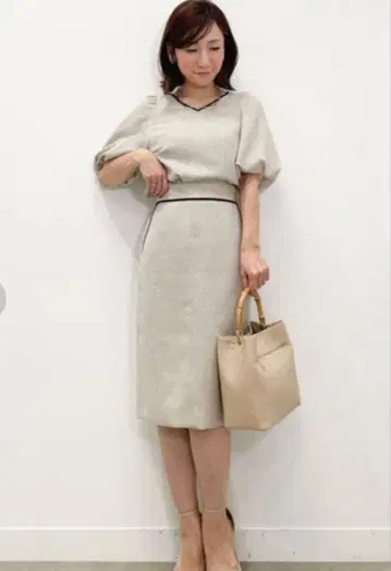 새상품 쿠 드 샹스 린넨라이크 바이컬러 셋업 38