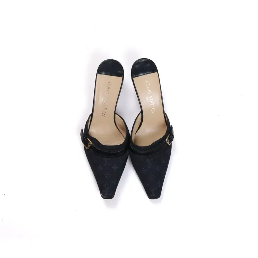 루이비통 Louis Vuitton Denim Monogram Mule Heels