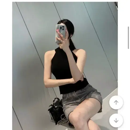 블레어 홀터넥 나시 민소매 니트 화이트 블랙