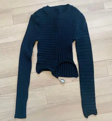 ZARA 컷 아웃 리브 니트탑 블랙 S
