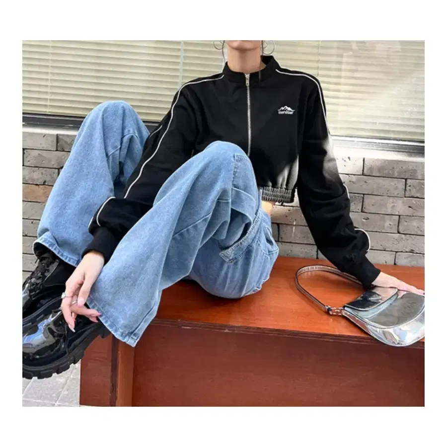 검정색 크롭 집업 (XS/S/M, 44/55/66, 80/85/90 사이즈)