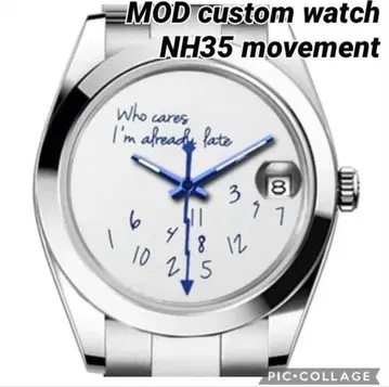 NH35 MOD 자동 와인딩 커스텀 손목시계 스테인리스 스켈레톤