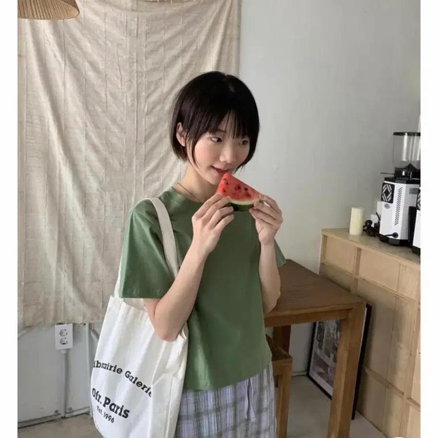 핑크 무지 크롭 반팔티