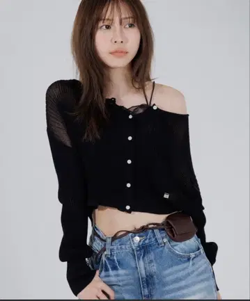 SENEE 완판템 크롭 시어 가디건 블랙