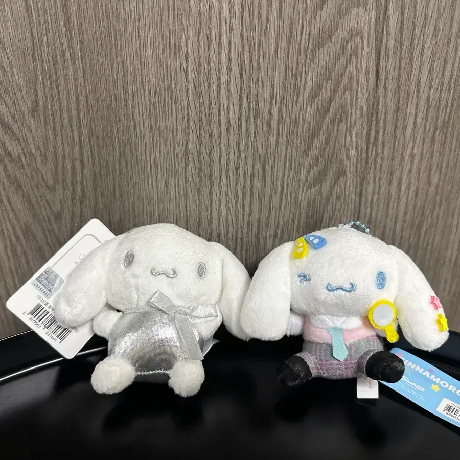 (2개일괄) 산리오 시나모롤 키링 세트 실버 하트 스쿨룩 8cm 인형