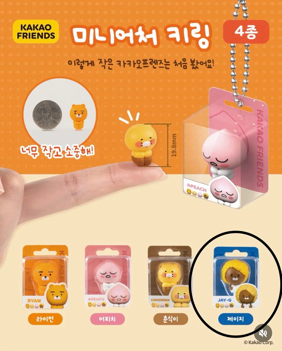 카카오프렌즈 미니어쳐 키링 (제이지)