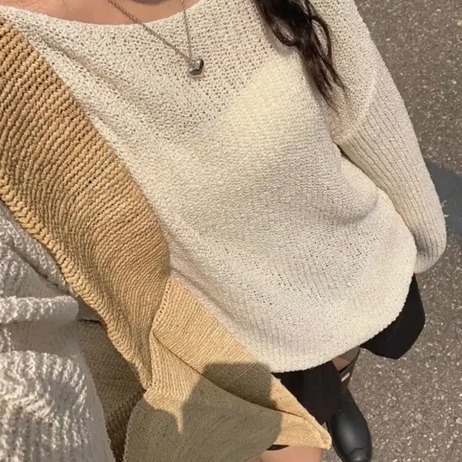 썸머 보트넥 루즈핏 그물 니트