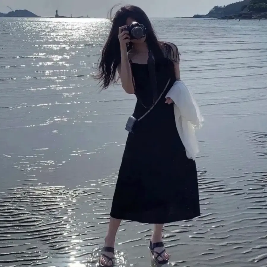 (새상품)썸머 롱 나시 원피스 블랙
