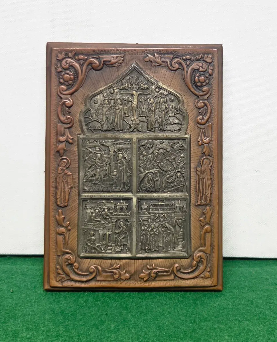 *최상급)19세기 러시아 정교회 청동 이콘 성화상(높이 19.5cm)