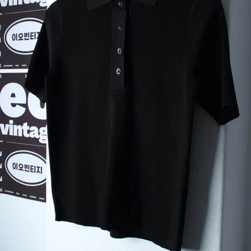 W(XL) 유니클로 반팔 카라 티셔츠 U라인 무지 니트 놈코어-H36862