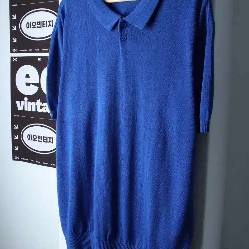 (XL-2XL) 더스트그레이 반팔 카라 티셔츠 오버핏 니트-H36865