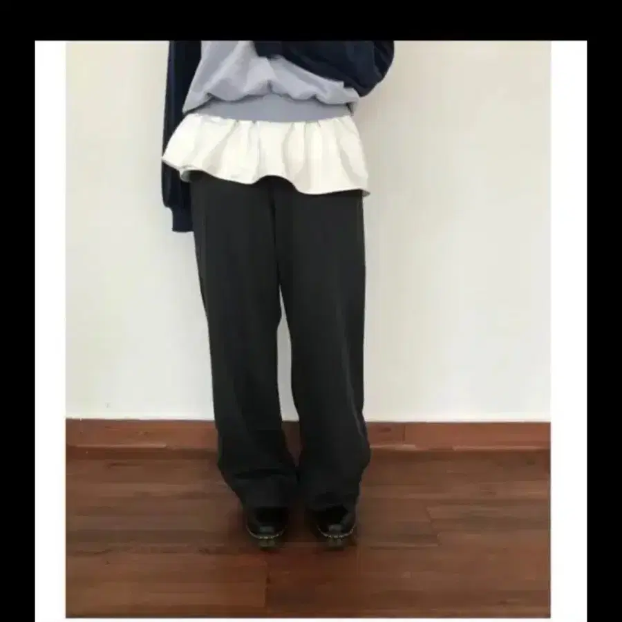 블랙업 셔링 레이어드 랩스커트