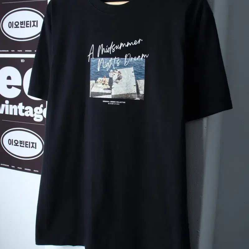 (L-XL) 던스트 반팔 티셔츠 그래픽 블랙 놈코어-H36928