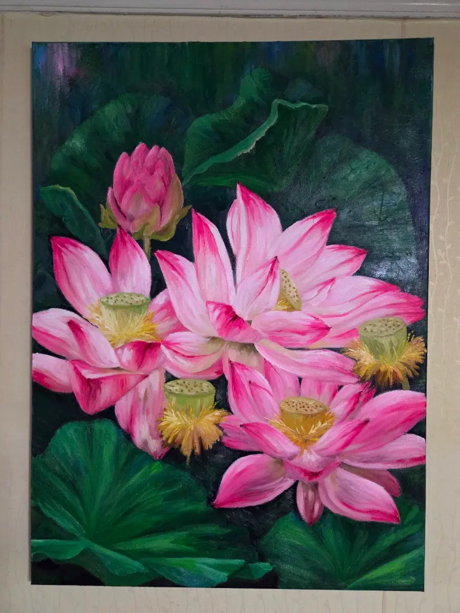 연꽃 유화 그림