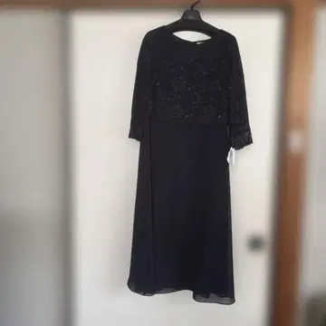 네이비 레이스 절개 롱 원피스