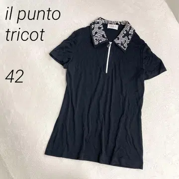 il punto tricot 하프 지퍼 T셔츠 반팔 기하학 패턴 이탈리아제