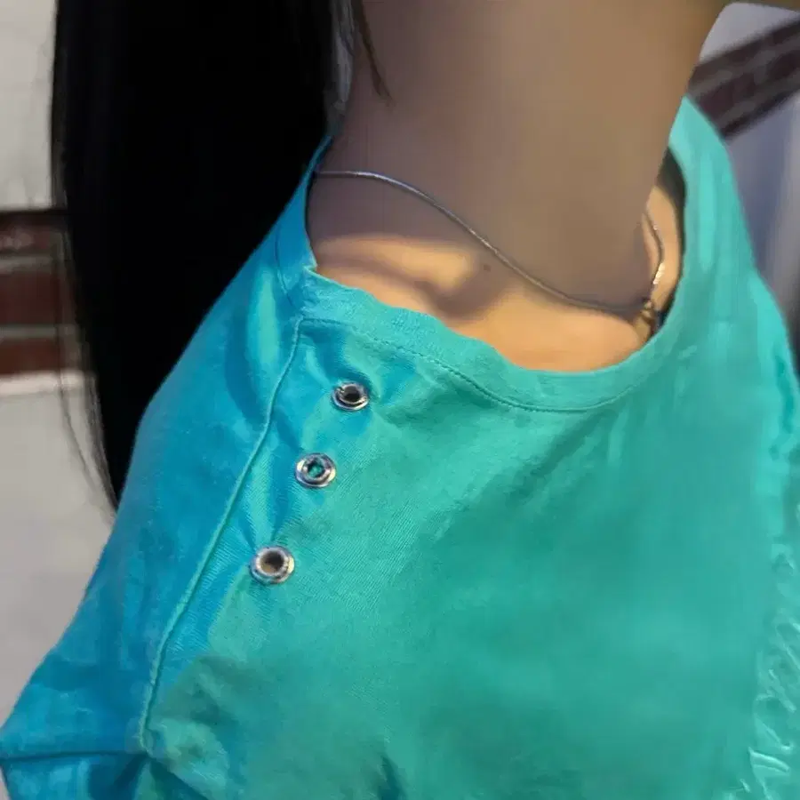 민트 레터링 반팔