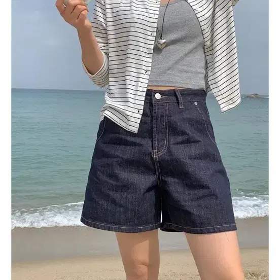 위드윤)브릭스 하프 생지 데님