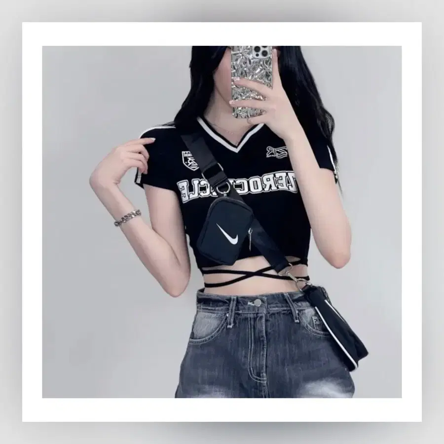 크로스 끈 크롭티 (XS/S/M, 44/55/66, 80/85/90 사이즈)