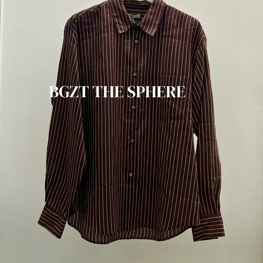 [할인] 렉토 25FW 레아 스트라이프 셔츠 레드 브라운