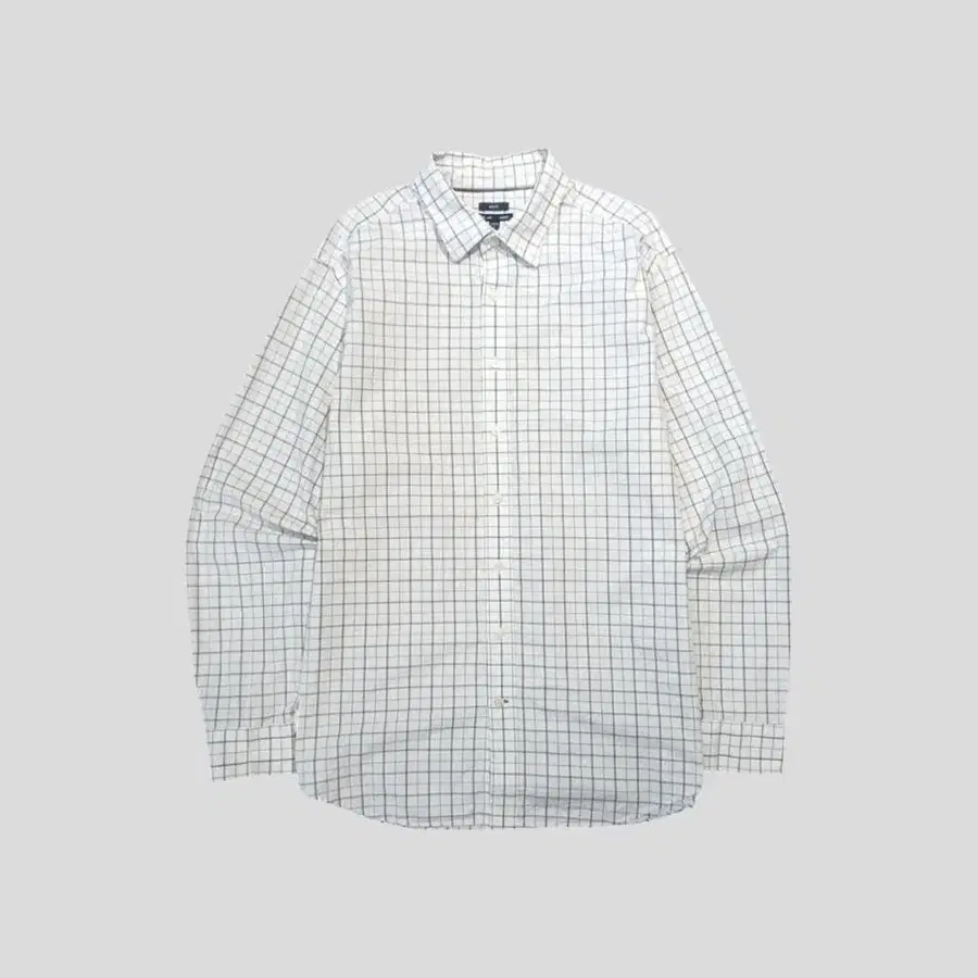 GAP 갭 화이트 그레이 블루 윈도우 체크 슬림핏 코튼 남방 셔츠 XL