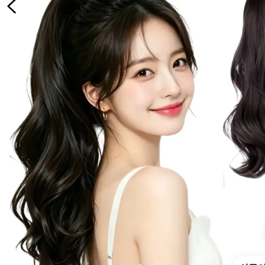 지니판 S컬 레이어드컷 포니테일 긴머리 가발 내츄럴블랙