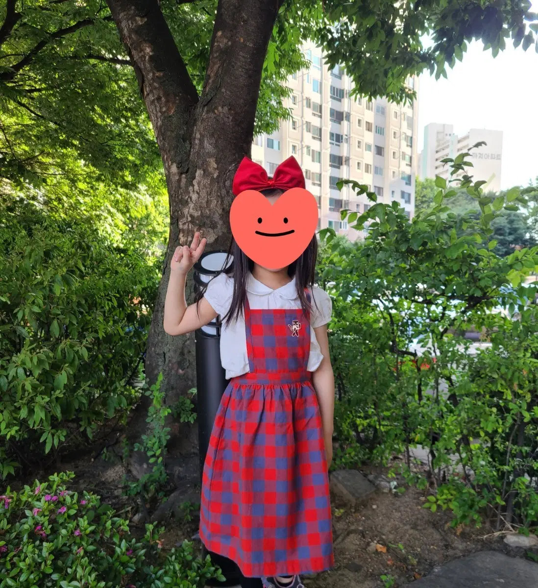 타이니코튼 체크캣 멜빵원피스