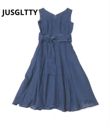 JUSGLITTY 네이비 슬리브리스 원피스 벨트 포함