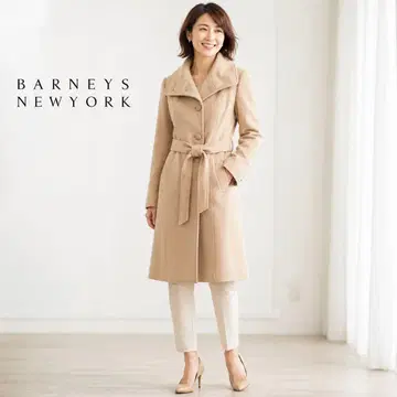BARNEYS NEW YORK 롱 코트 베이지 울 90% 구하기 어려움