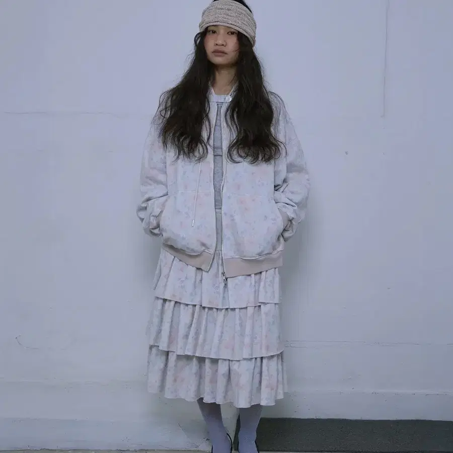 호쿠스포쿠스 플로리 후디 짚업_라이트 그레이