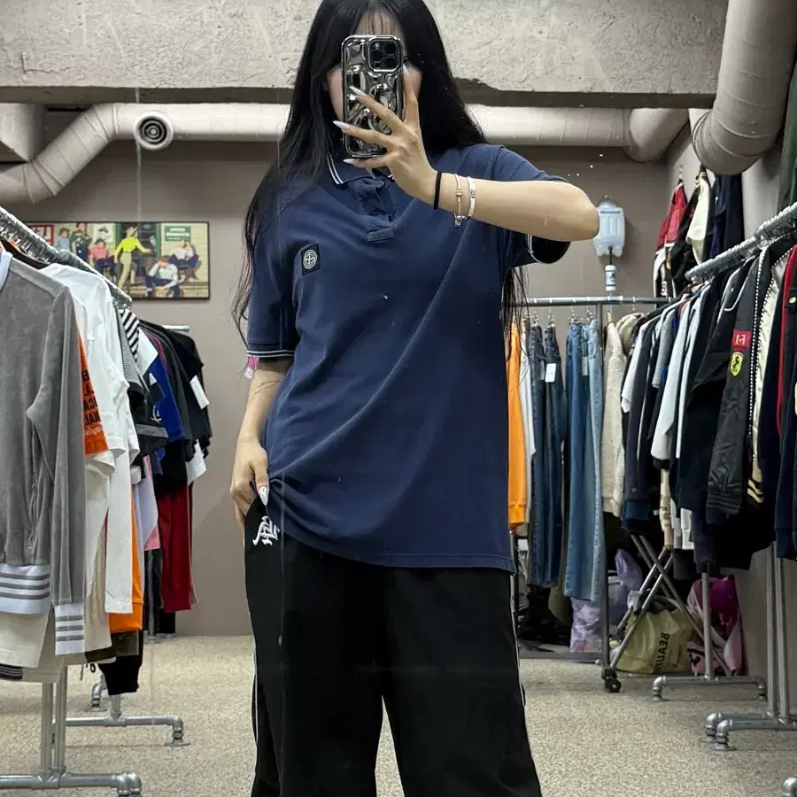 스톤 아일랜드 오가닉 코튼 피케 슬림핏 폴로 셔츠 S188