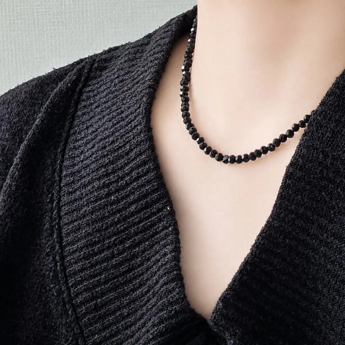 블랙 스피넬 목걸이 40cm