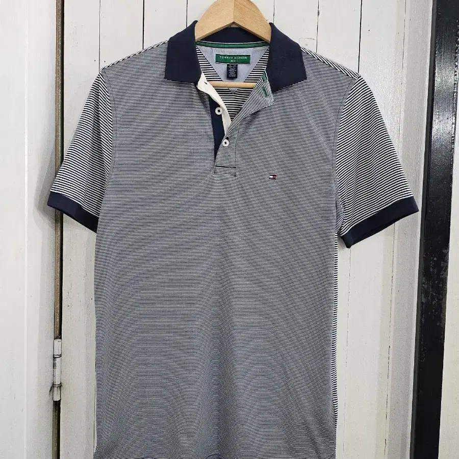 TPMMY HILFIGER GOLF 타미힐피거 남성 골프티 S 단가라 줄무늬 패턴 카라티셔츠 골프웨어 기본핏