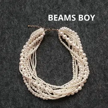컨디션 최상 BEAMS BOY 펄 목걸이 10연 빔즈 보이 럭셔리
