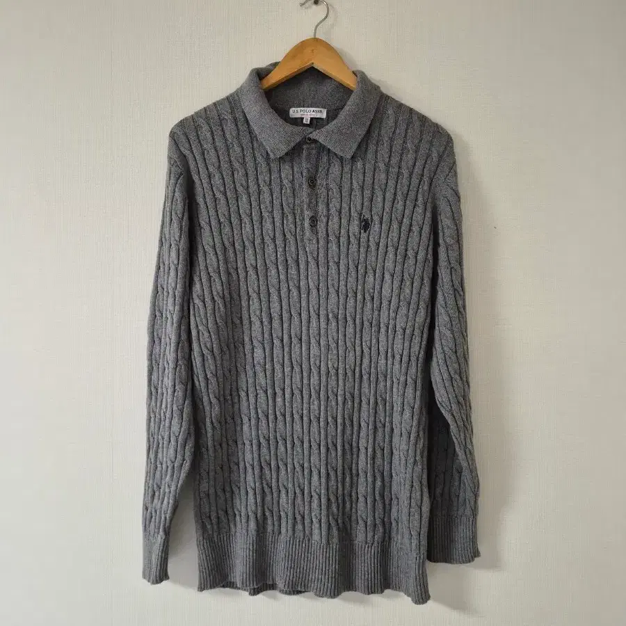 US POLO ASSN.케이블 니트 폴로티
