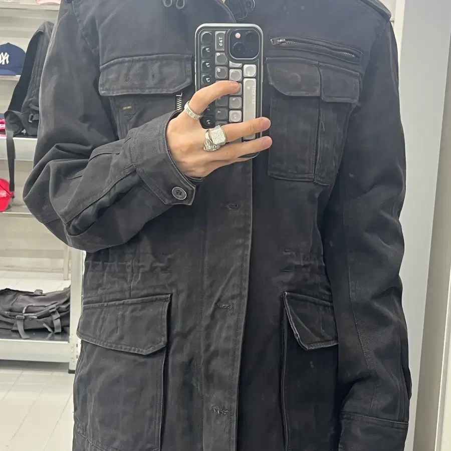 (L) 디젤 00s M-65 밀리터리 캔버스 필드 자켓 블랙