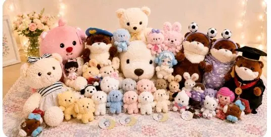 곰인형 포함 다양한 인형 세트