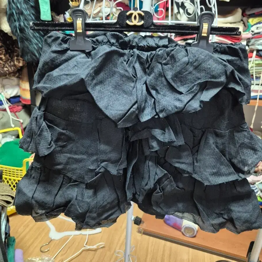 이자벨마랑 블랙 캉캉 셔링 미니스커트