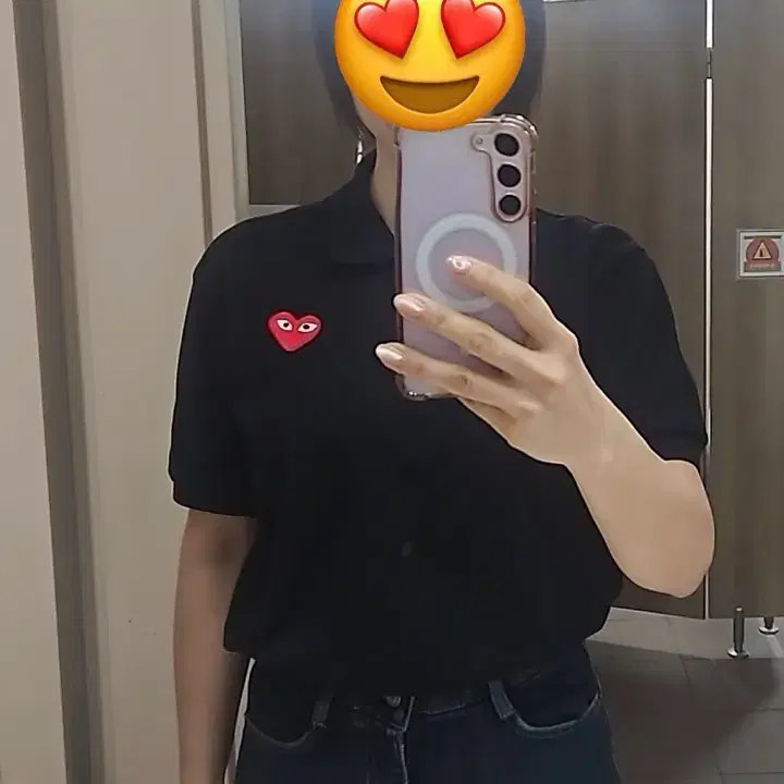 꼼데가르송 반팔 카라티 블랙 화이트 S