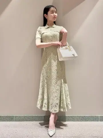 SNIDEL 레이스 폴로 드레스 민트