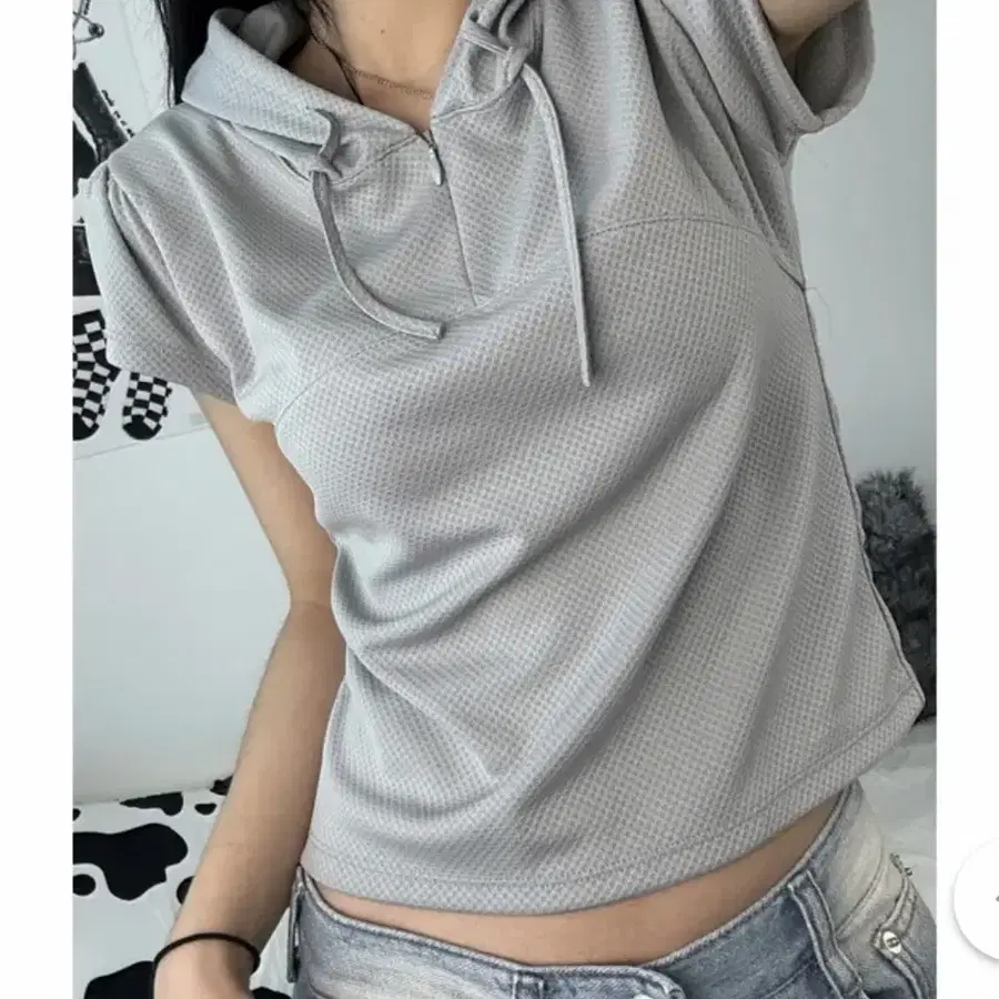 빈티지 y2k 매쉬 반팔 후드집업