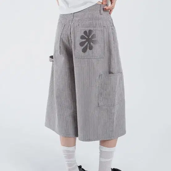 오피쉬 버뮤다팬츠 OAF LOGO STRIPE BERMUDA PANTS, GRAY/WHITE