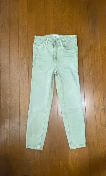ZARA 스트레이트 데님 팬츠 라이트 그린