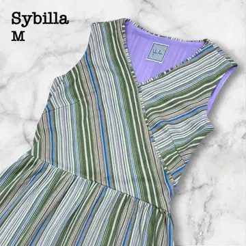 [새상품급] Sybilla 슬리브리스 원피스 멀티 컬러 스트라이프 M