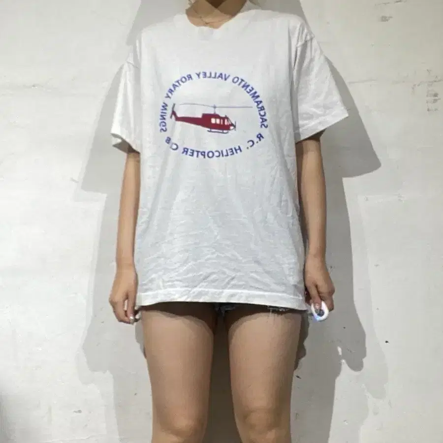 80s Made In USA 베스트 헬기 클럽 그래픽 티셔츠 L